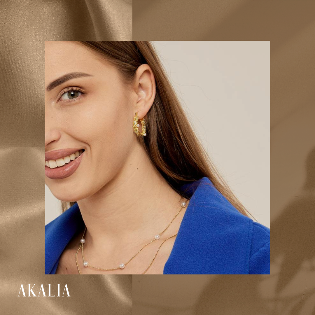 Akalia Road To Sparkles - 18 Carat Gold Plated Earrings with Zirconia - Gold Earrings for Ladies