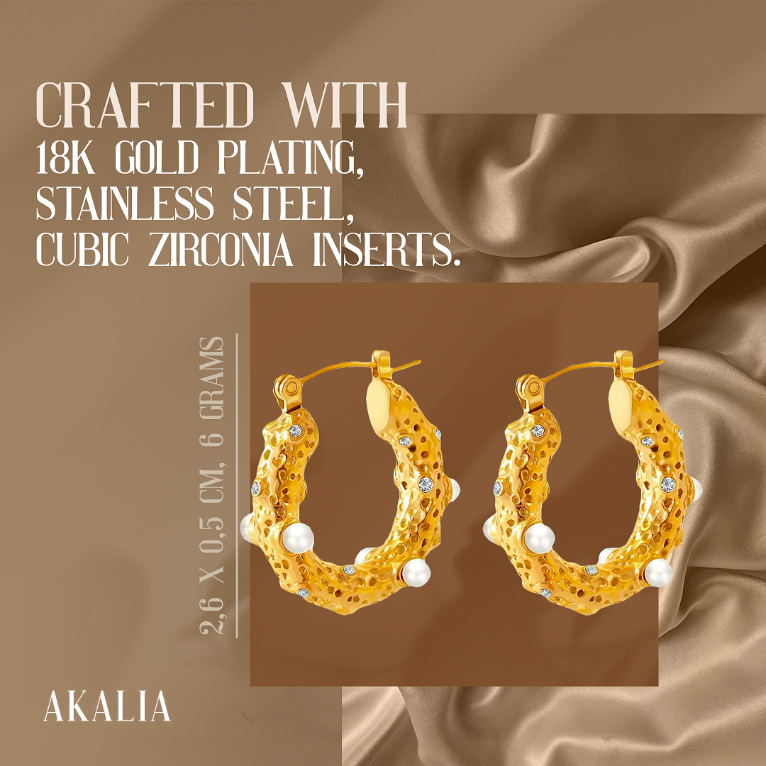 Akalia Road To Sparkles - 18 Carat Gold Plated Earrings with Zirconia - Gold Earrings for Ladies