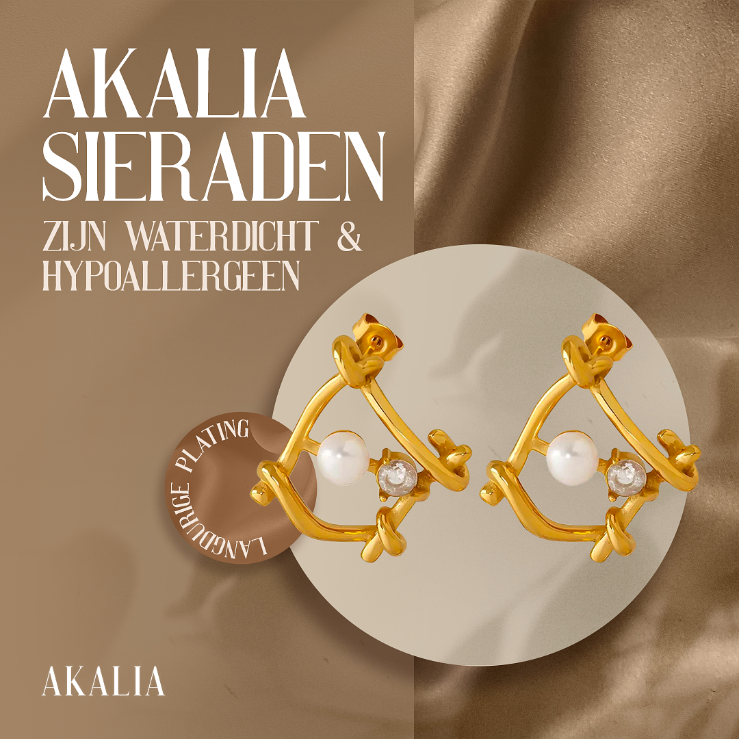 Akalia A Big Entrance - 18 Carat Gold Plated Earrings with Pearls - Gold Earrings for Ladies