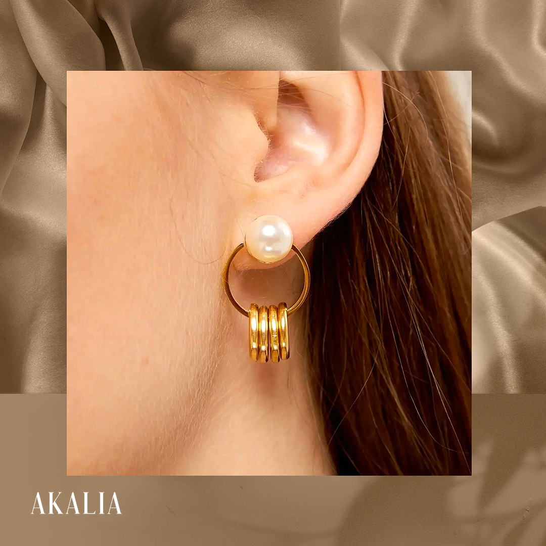 Akalia Show me Pearls - 18 Carat Gold Plated Earrings with Pearls - Gold Earrings for Ladies