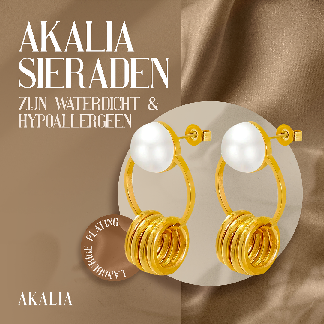 Akalia Show me Pearls - 18 Carat Gold Plated Earrings with Pearls - Gold Earrings for Ladies