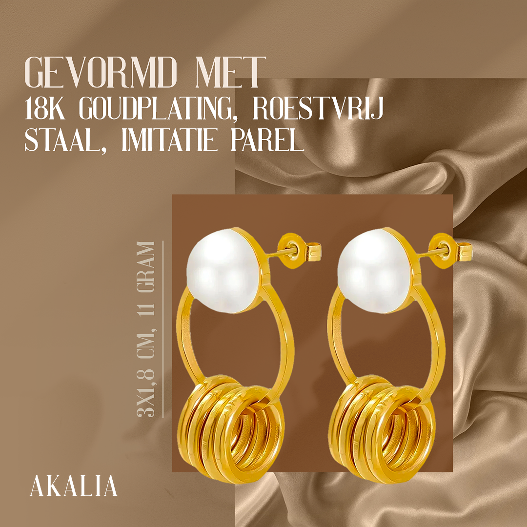 Akalia Show me Pearls - 18 Carat Gold Plated Earrings with Pearls - Gold Earrings for Ladies