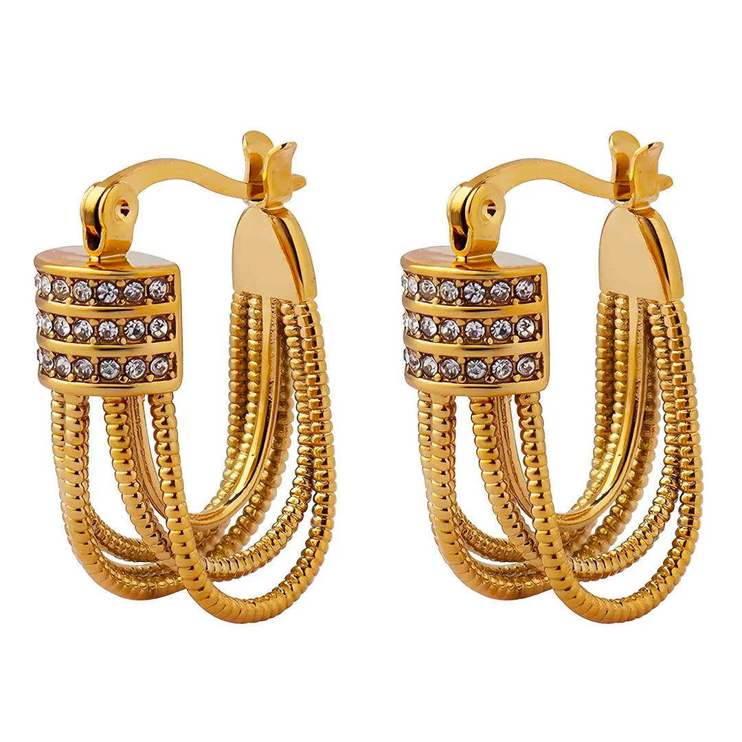 Akalia Around Pearls - 18 Carat Gold Plated Earrings with Pearls - Gold Earrings for Ladies