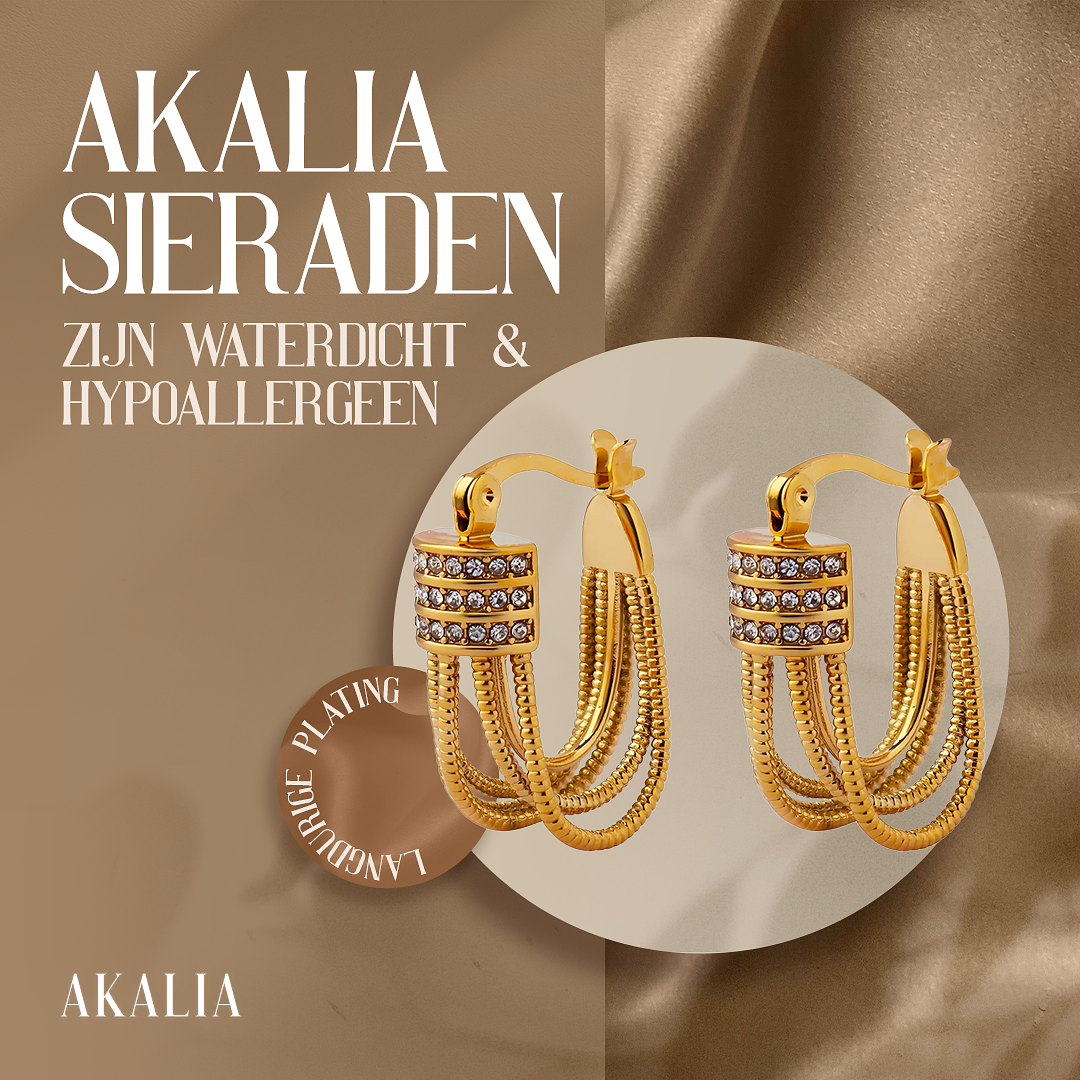 Akalia Around Pearls - 18 Carat Gold Plated Earrings with Pearls - Gold Earrings for Ladies