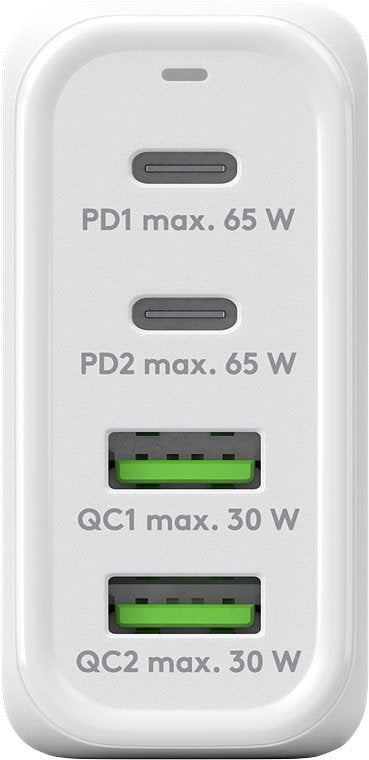 Goobay USB-C™ PD multiport snellader (68 W) wit - 2x USB-C™ poorten (Power Delivery) en 2x USB-A poo