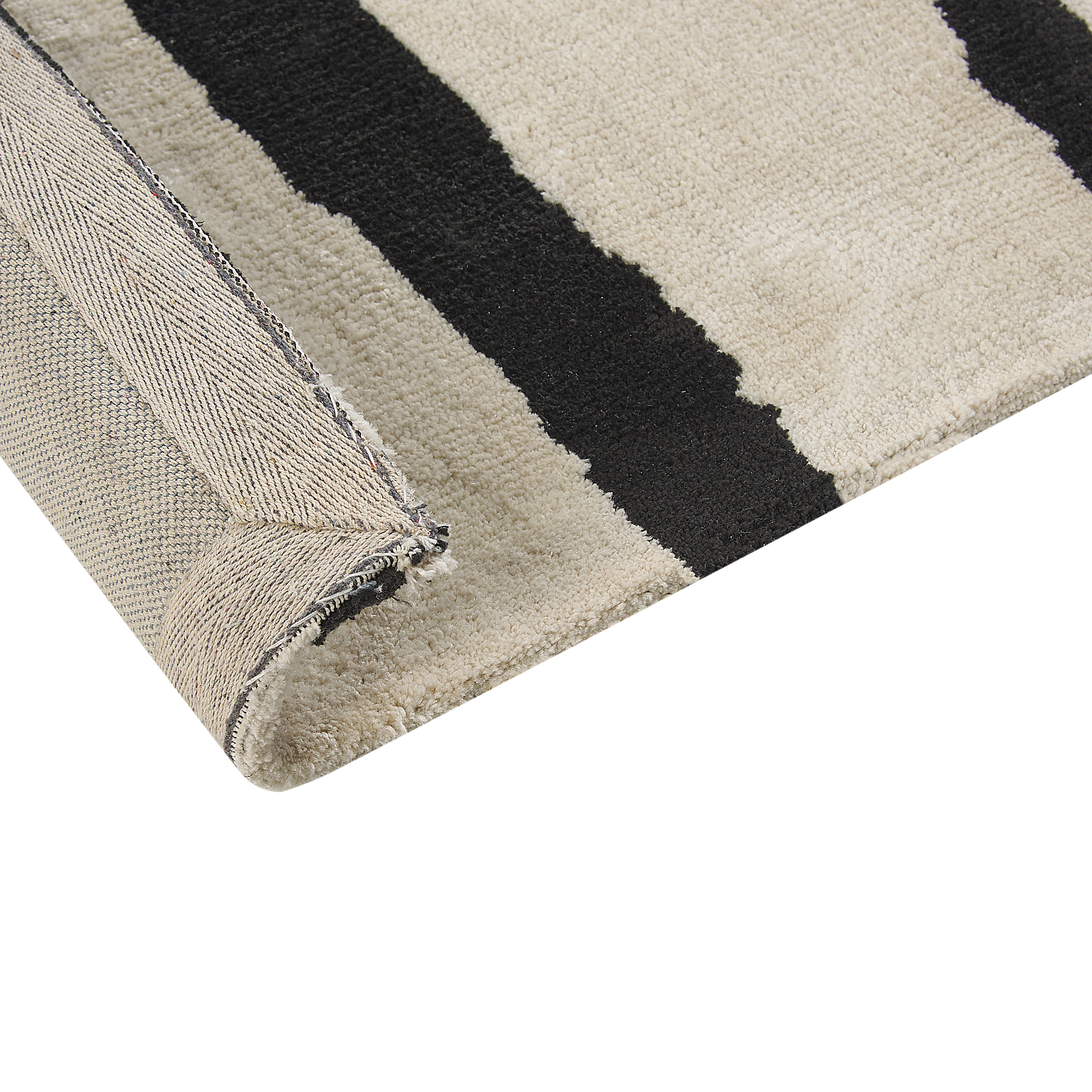 Beliani KOLPUR - Vloerkleed - Beige/Zwart - 160 x 230 cm - Polyester