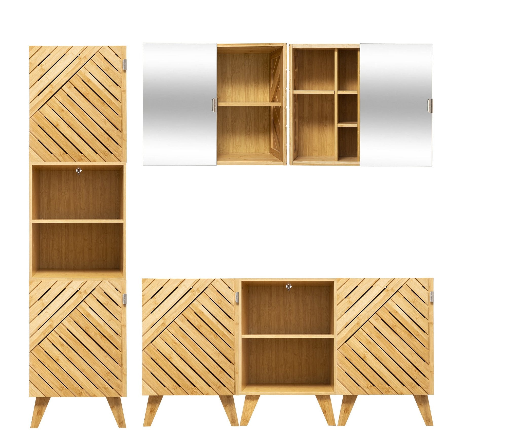 5Five Bamboe Modern Badkamerkast met modulaire spiegel schuifdeur - Ideaal voor elke ruimte, groot o