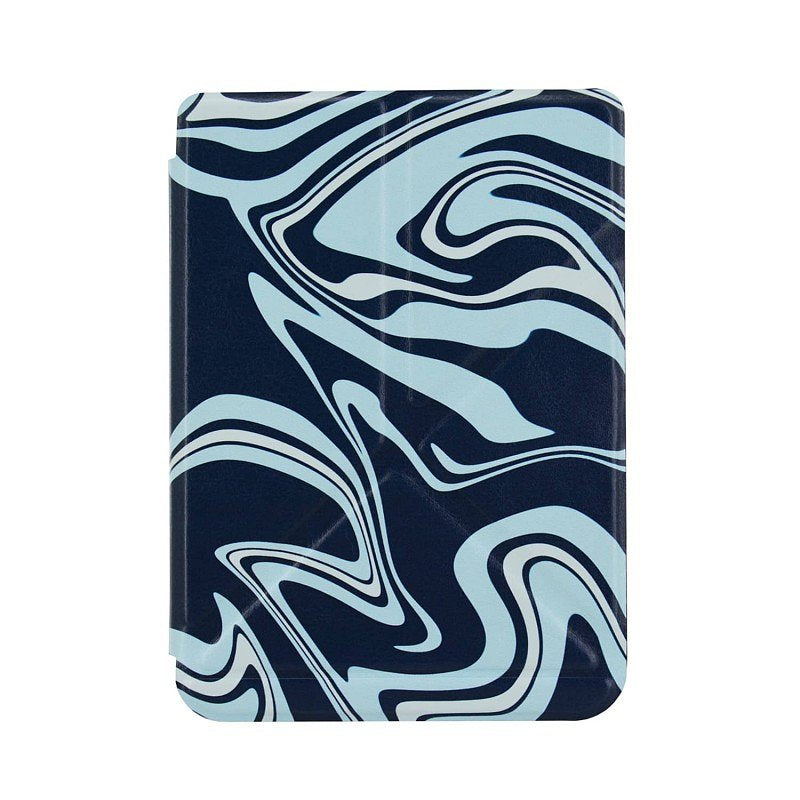 Hoesje Geschikt voor Kobo Clara 2E Origami Sleepcover -  - Abstract Petroleum kleuren