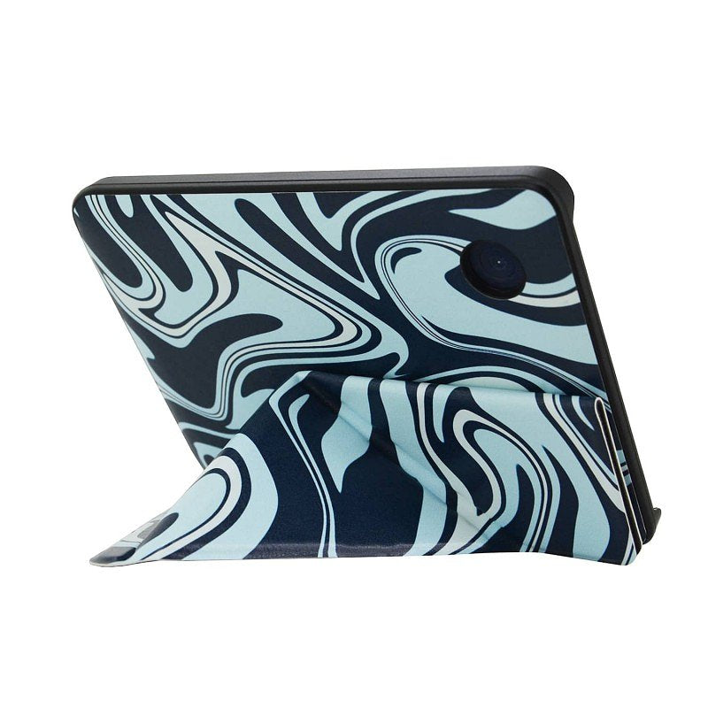 Hoesje Geschikt voor Kobo Clara 2E Origami Sleepcover -  - Abstract Petroleum kleuren