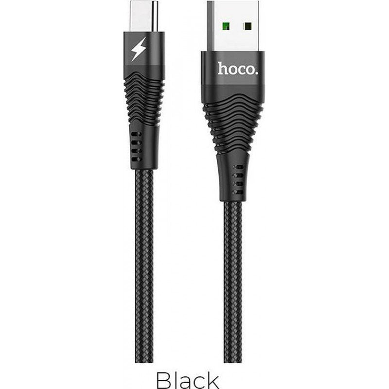 Hoco 5A Snellaad Kabel USB Naar Type-C - Nylon Woven - Data Kabel - 1.2m - Zwart