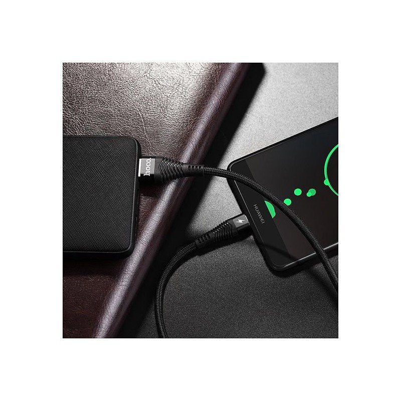 Hoco 5A Snellaad Kabel USB Naar Type-C - Nylon Woven - Data Kabel - 1.2m - Zwart