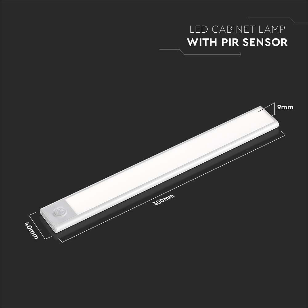 V-TAC VT-8141-S LED Cabinet Wall Lights - Silver - IP20 - 1.5W - 110 Lumens - 4000K