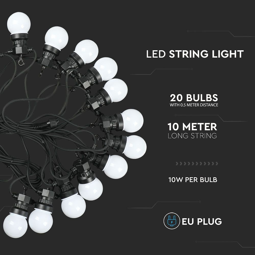 V-TAC VT-71020-N LED Bulbs for String Lights - DC:24V - IP44 - 10W - 960 Lumens - 6000K