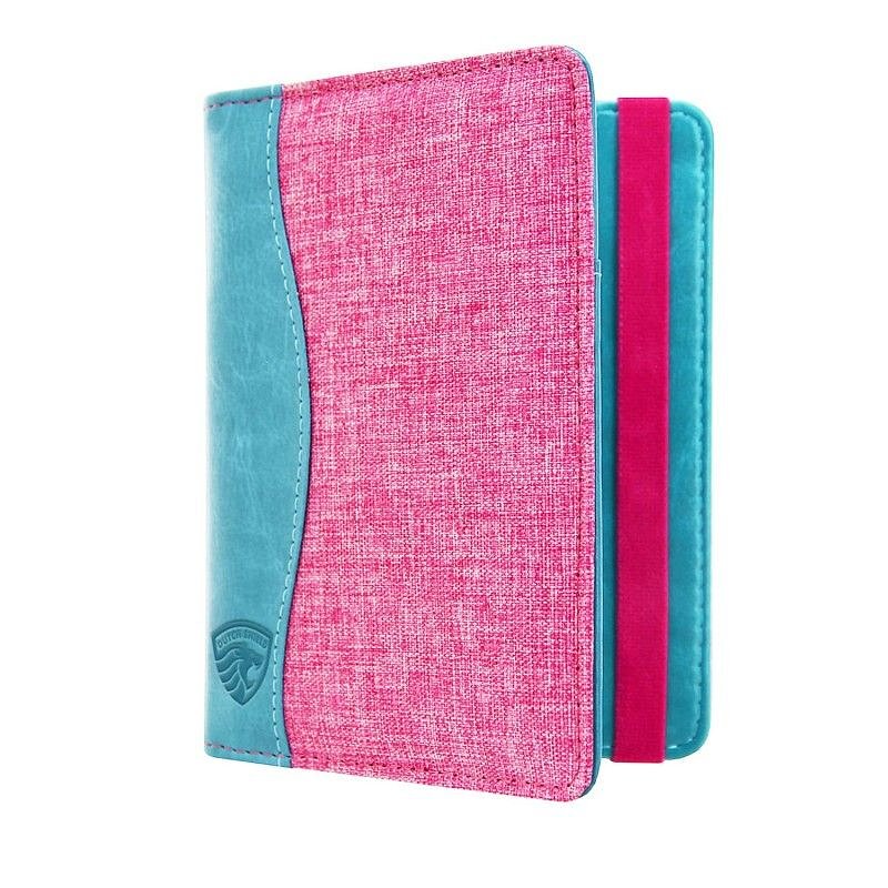 Jeans style RFID Paspoort hoesje Anti Skim  Paspoorthouder Roze-Turquoise