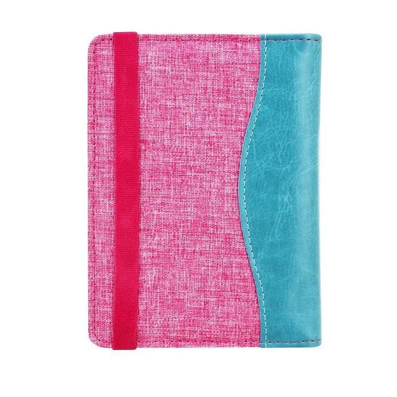 Jeans style RFID Paspoort hoesje Anti Skim  Paspoorthouder Roze-Turquoise