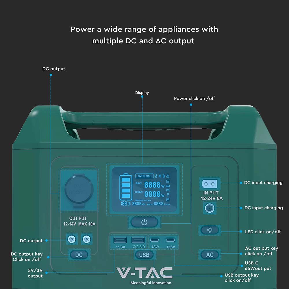V-TAC VT-606N-EU  Draagbare krachtstations - Krachtstation - 600W