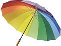 2x Regenboog Paraplu Houten Handvat 130 cm - 2 Stuks