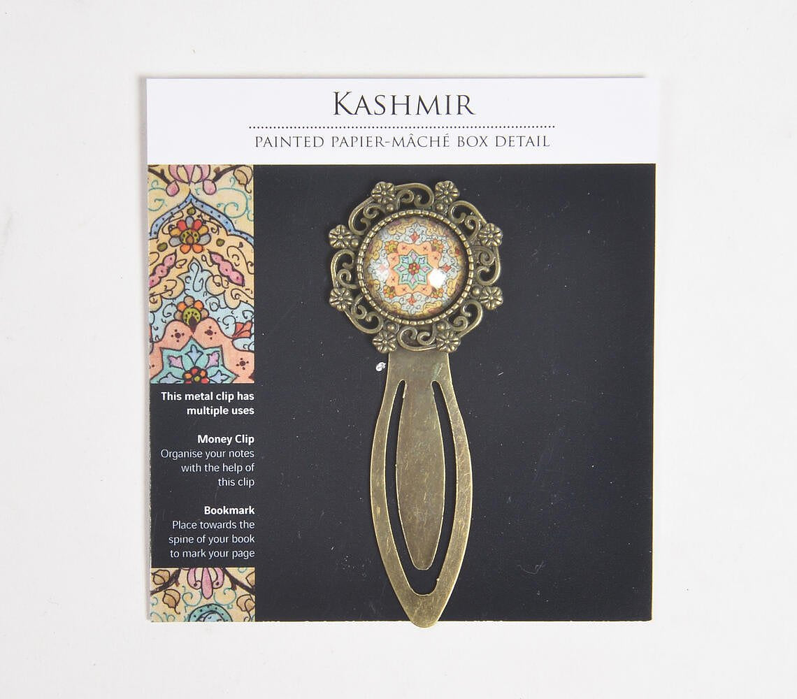 Antique Metal Kashmir Papier Mache Motif Bookmark