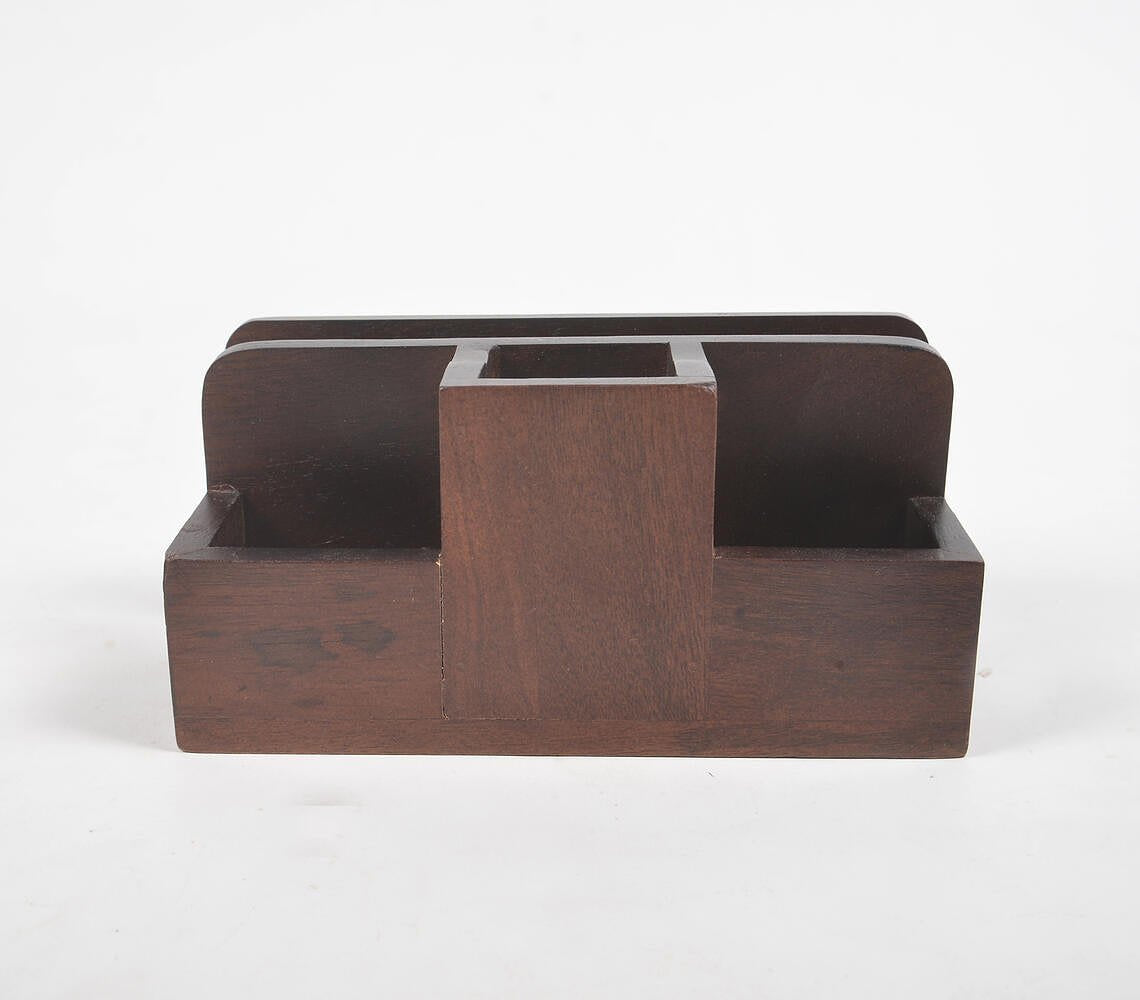 Dark Wooden Earthy Desk Organizer