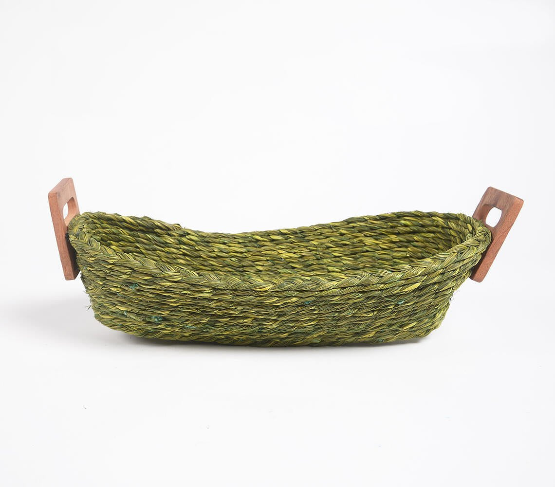 Hand Braided Olive Sabai Grass bread basket