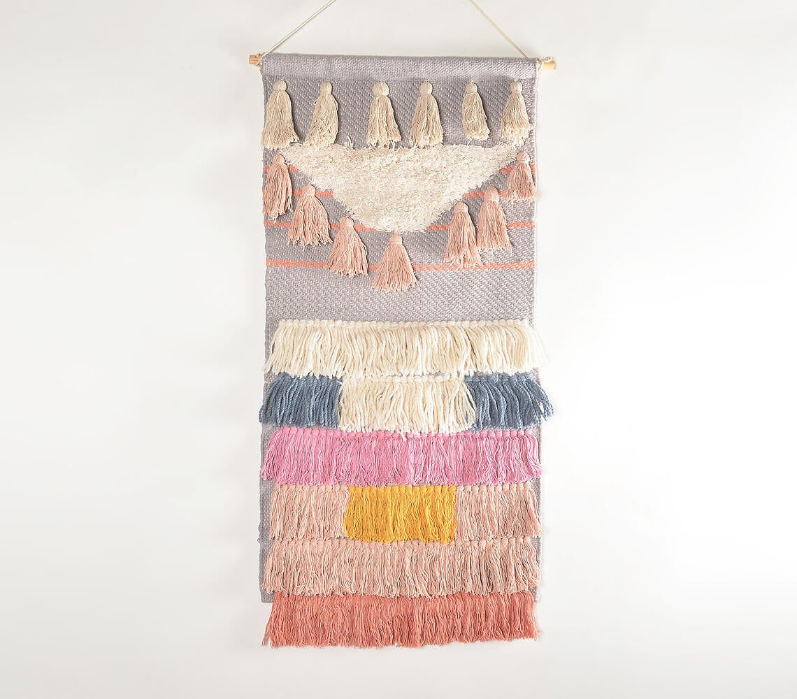 Handwoven Wool & Cotton Pastel Pop Wall Hanging