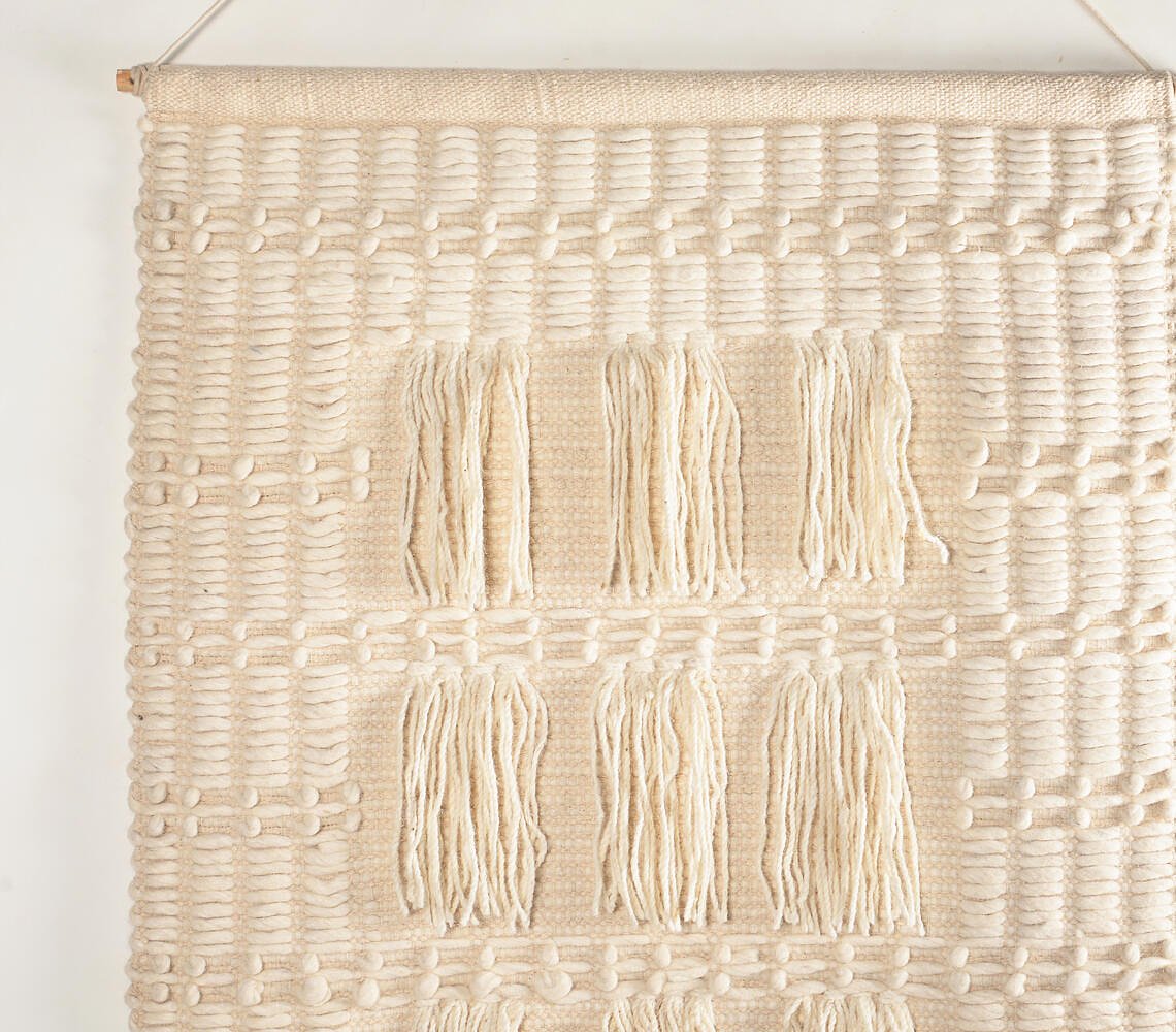 Handwoven Wool & Cotton Tasseled & Textured Wall Hanging