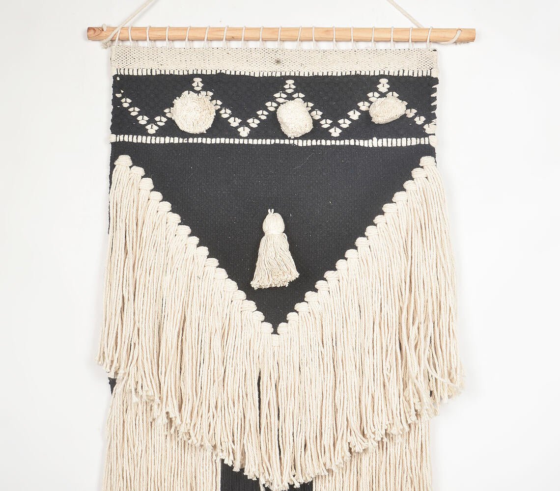 Monochrome Tasseled & Fringed Wall Hanging