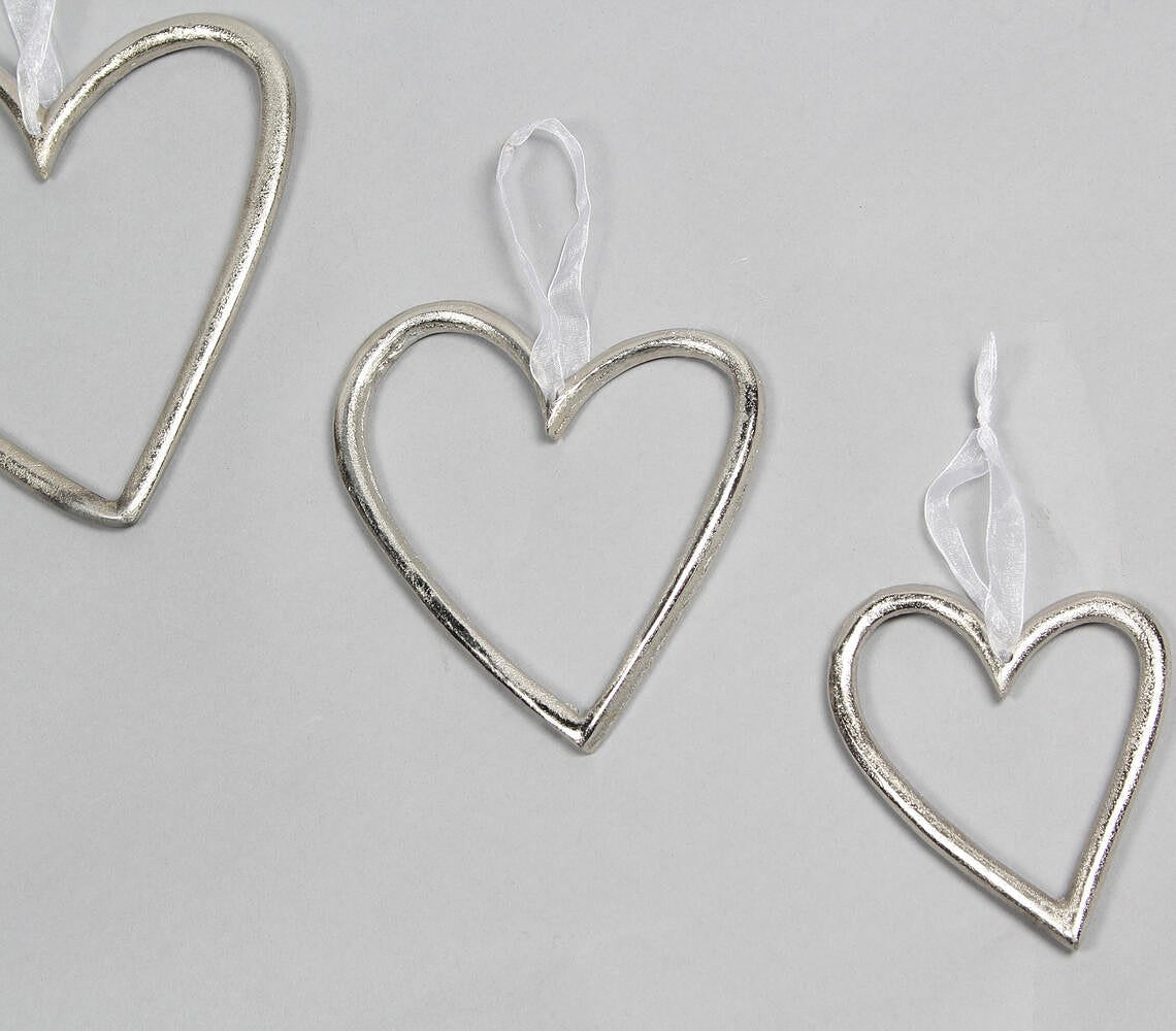 Silver-Toned Hearts Wall Decor