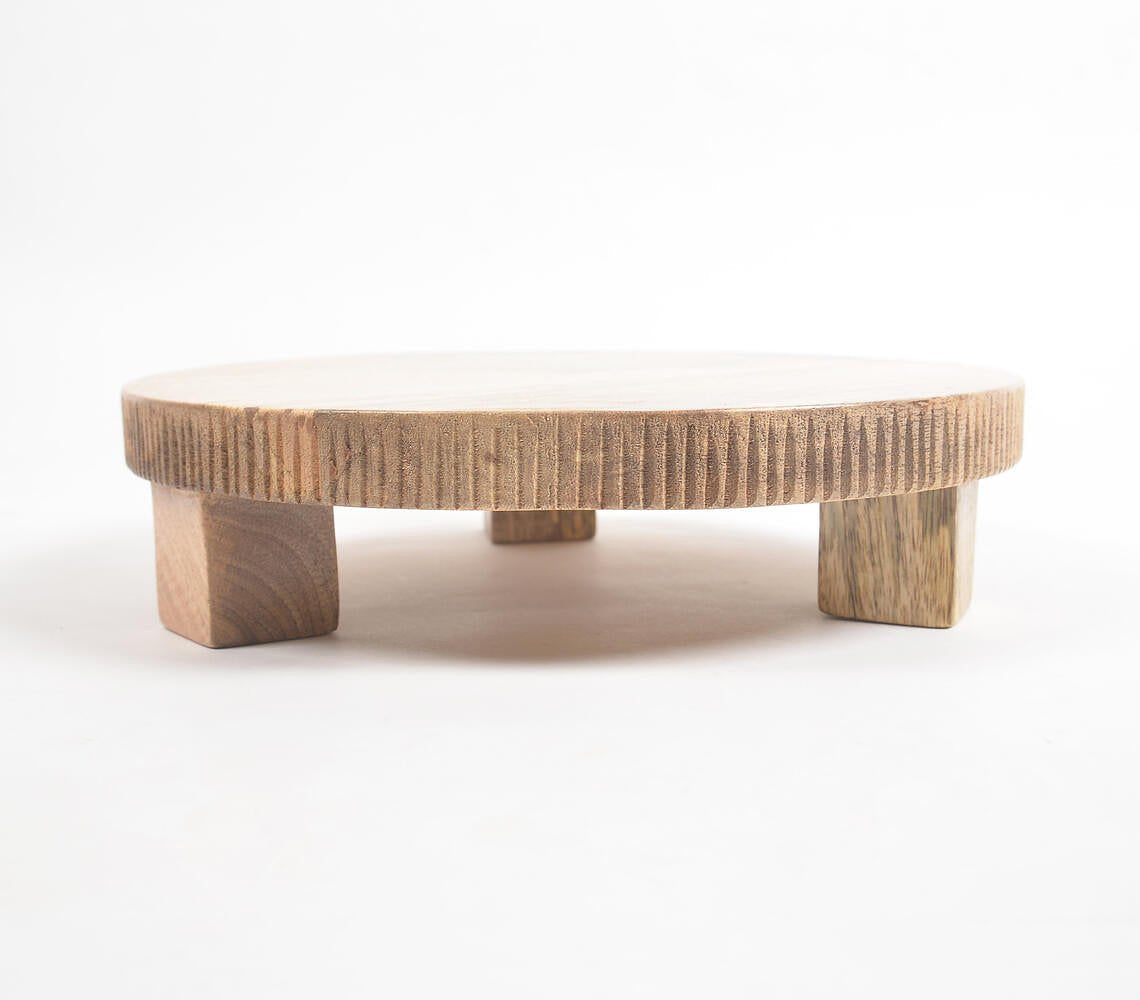 Striped Edge Raw Mango Wood Cake Stand