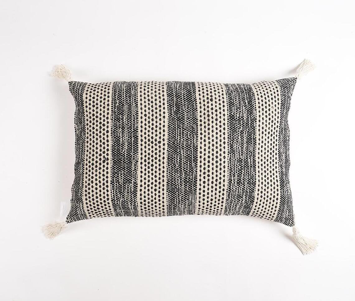 Striped Pointilism Monochrome Cushion cover