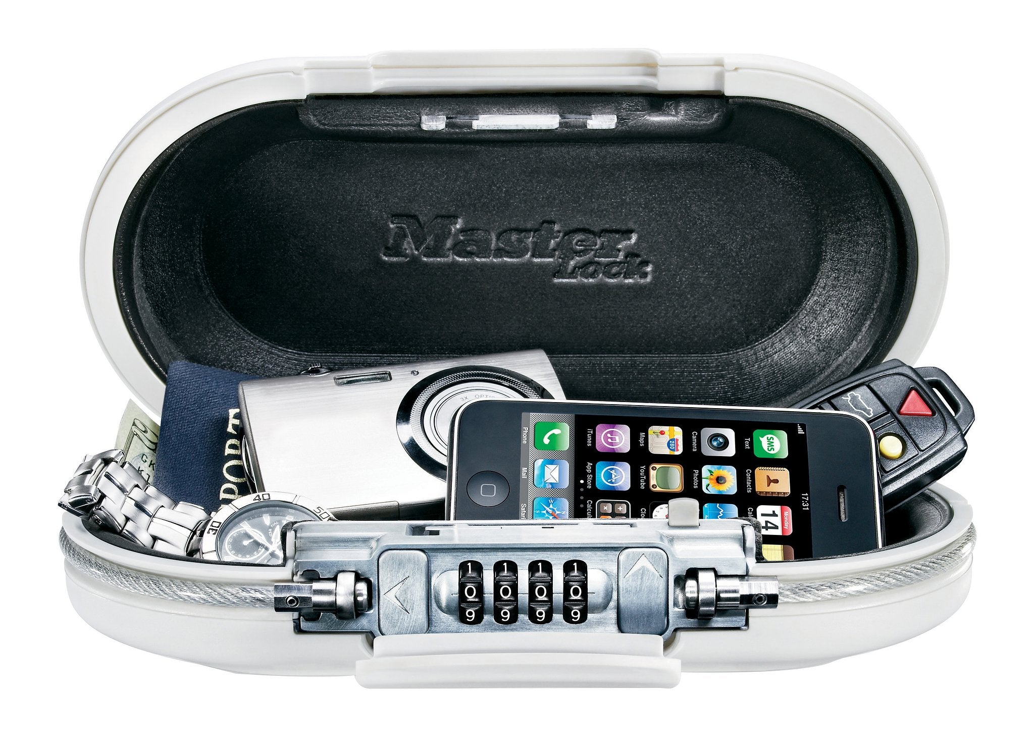MasterLock Mobiele kluis - 4 cijfers 102x45mm wit