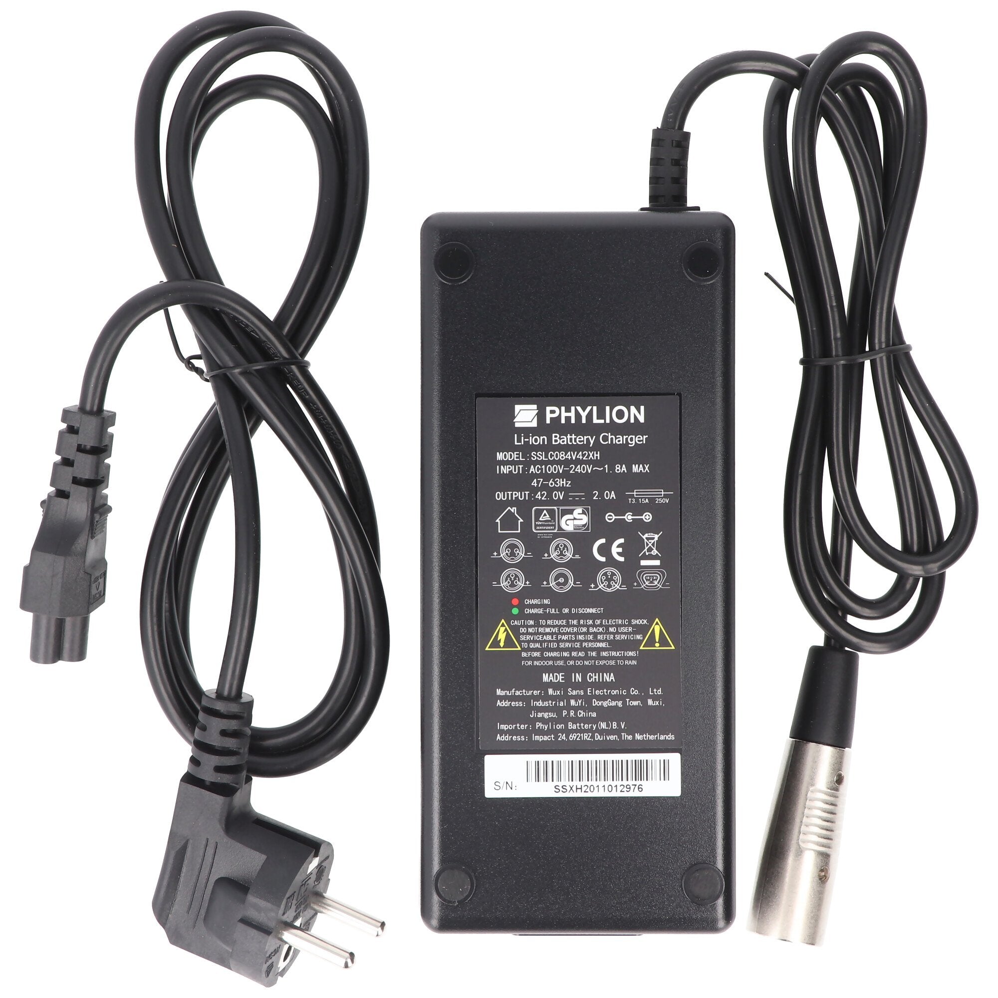 Charger only suitable for Phylion charger 36-42 volts 2.0A XLR 3-pin