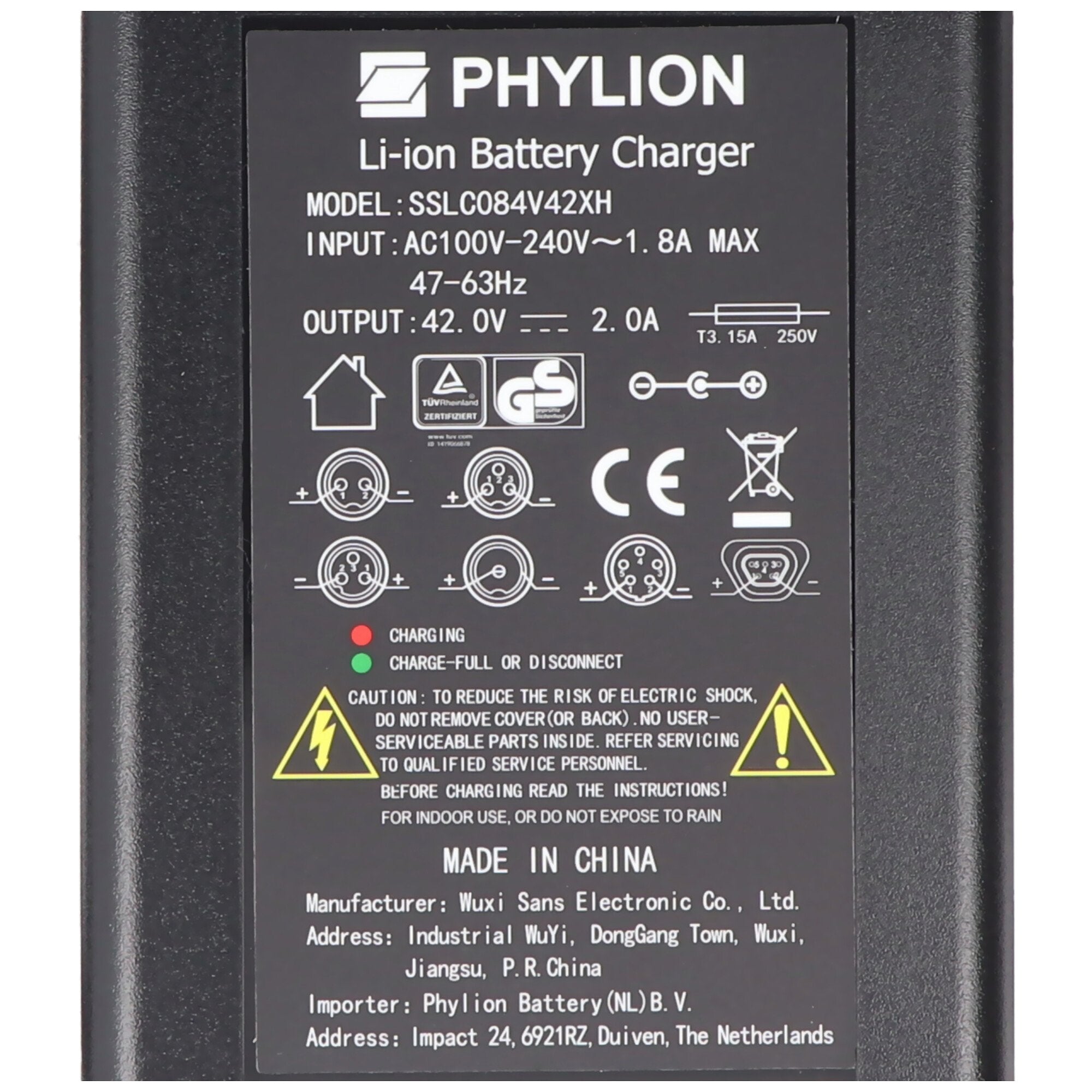 Lader alleen geschikt voor Phylion lader 36-42 volt 2.0A XLR 3-pin