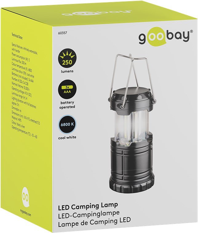 Goobay LED camping lamp High Bright 250 - pull lamp in a compact format, very bright, cool white (68