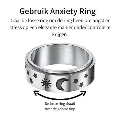 Anxiety Ring (ster maan) Zilver 16.50 mm / maat 52
