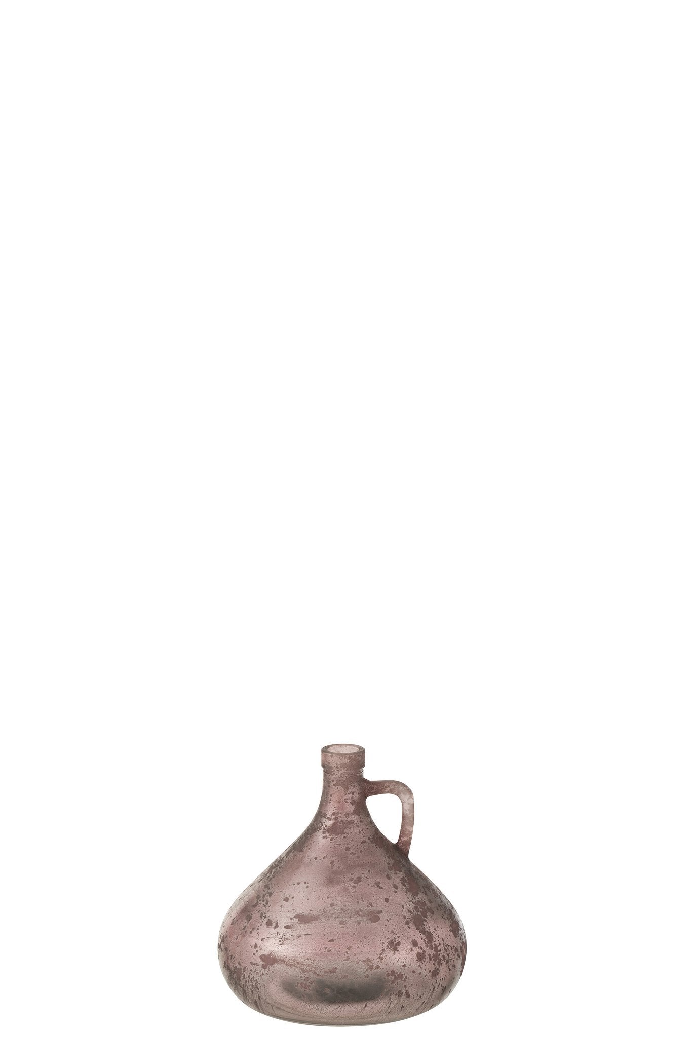 J-Line vaas Fles Met Handvat - glas - oud roze - 18.00 cm hoog