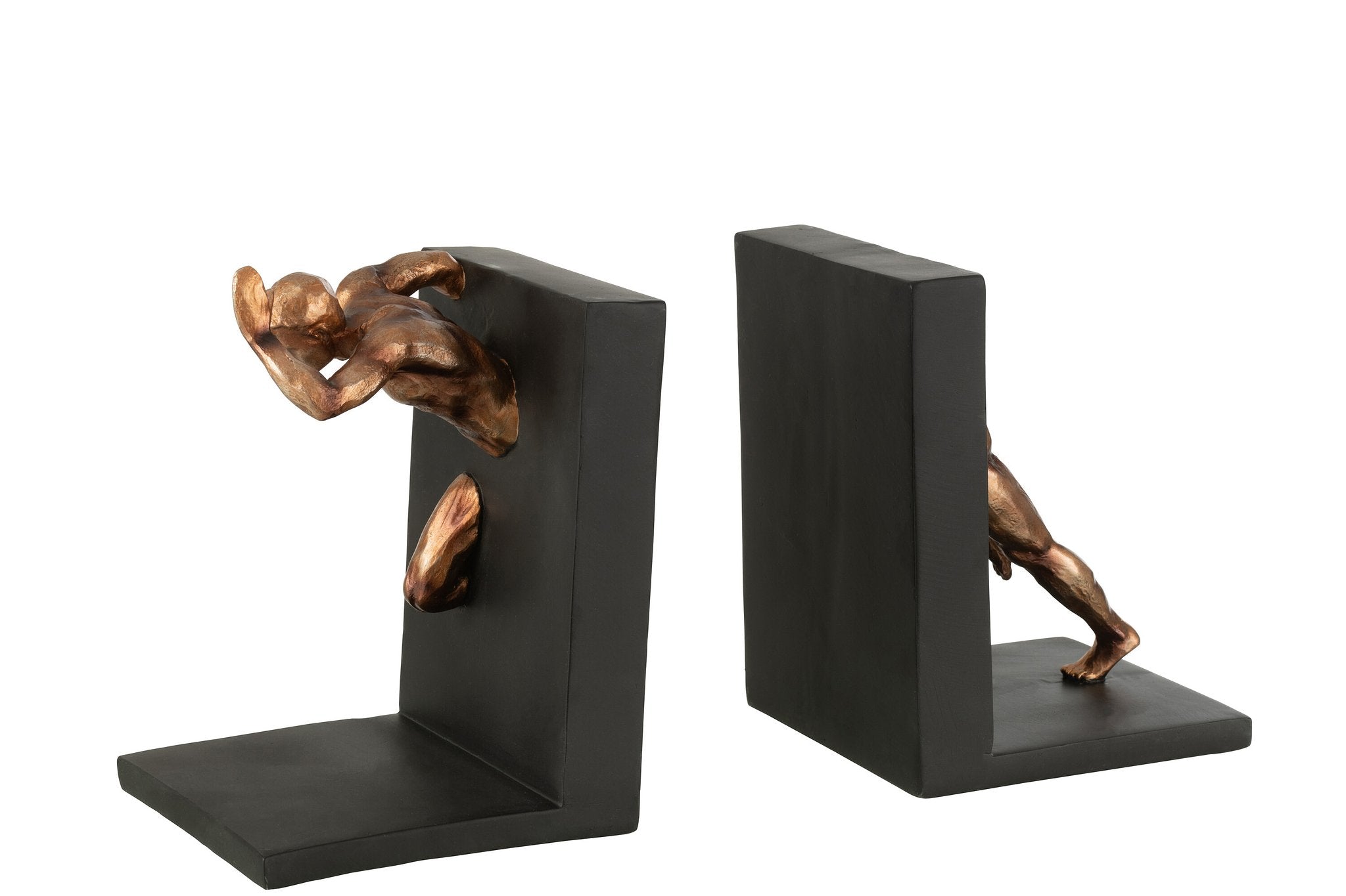 J-Line boekensteun Athleet - polyresin - brons - 2 stuks