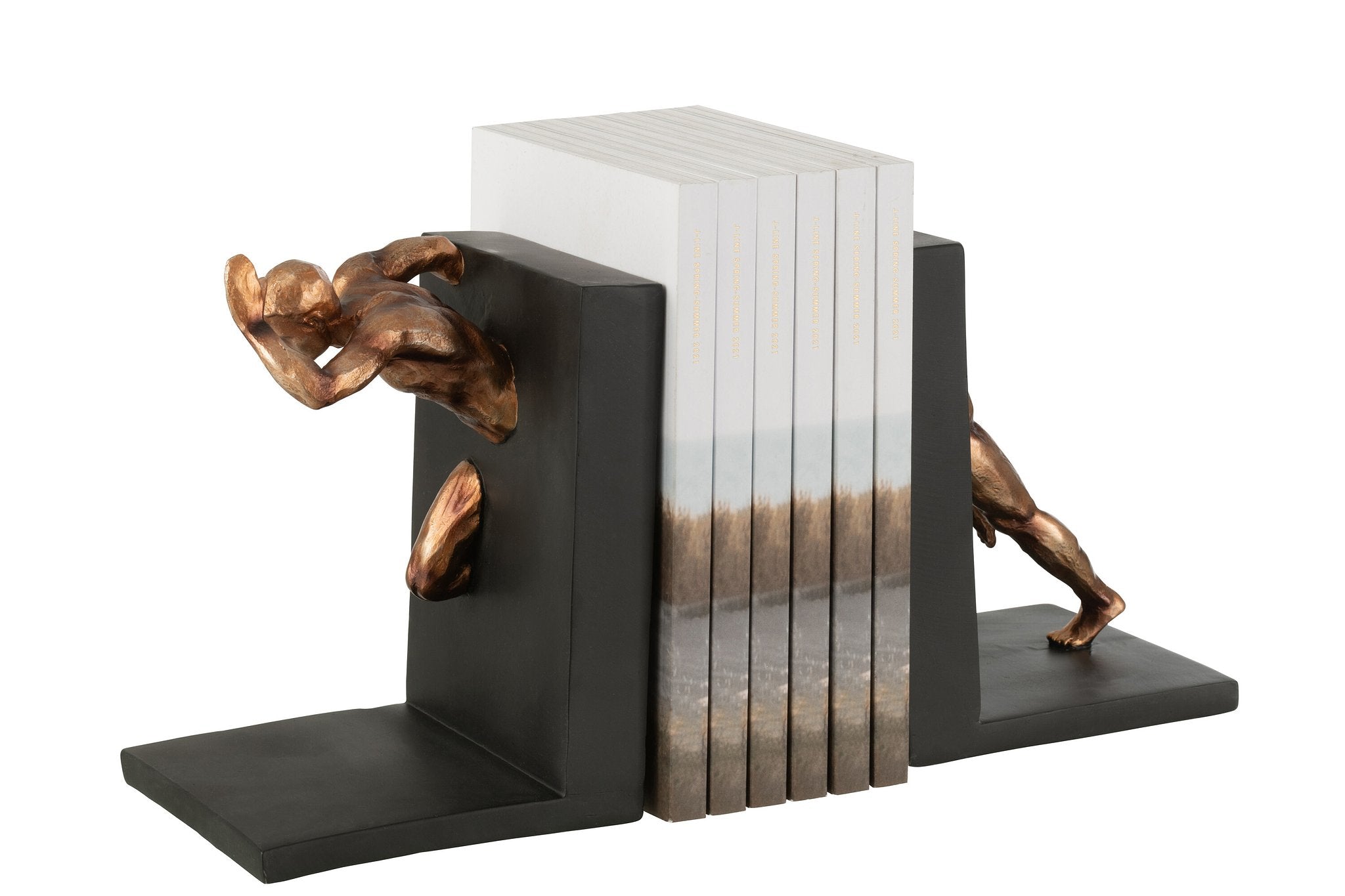 J-Line boekensteun Athleet - polyresin - brons - 2 stuks