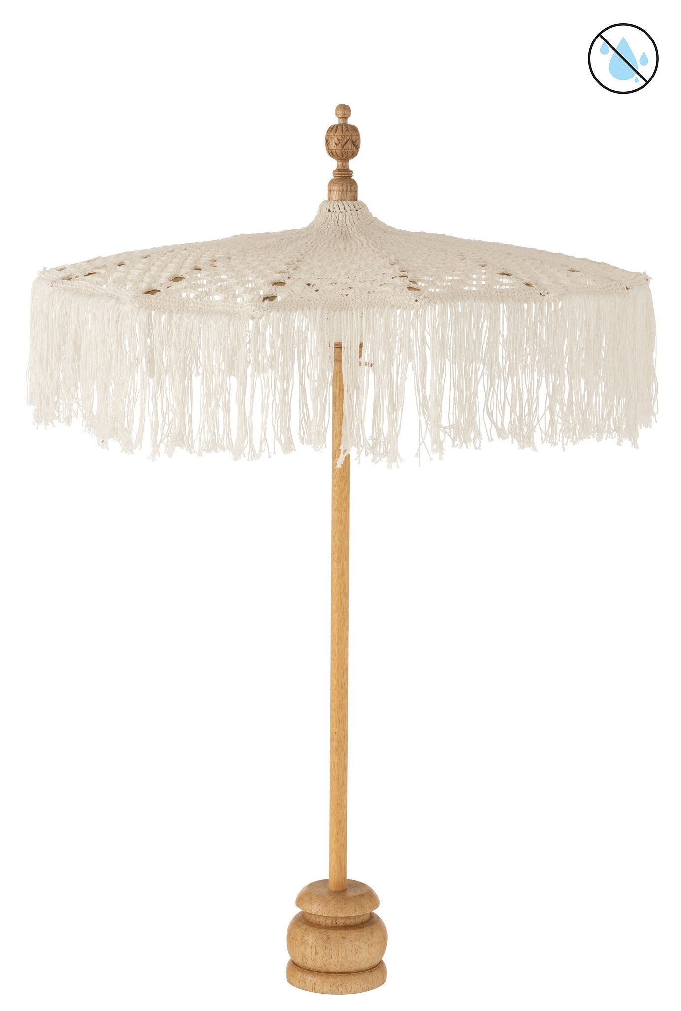 J-Line parasol + voet Macrame - katoen - wit - small