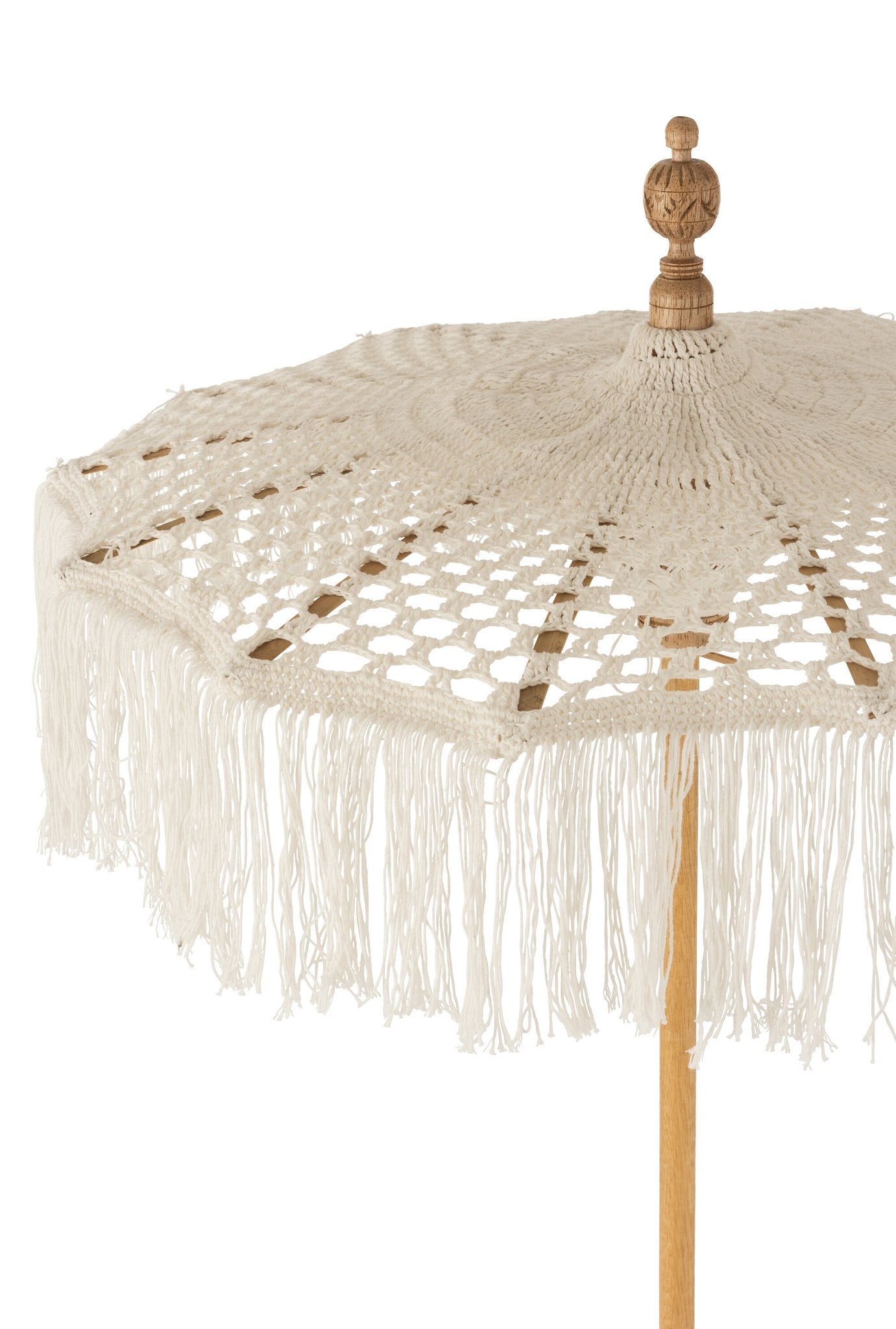 J-Line parasol + voet Macrame - katoen - wit - small