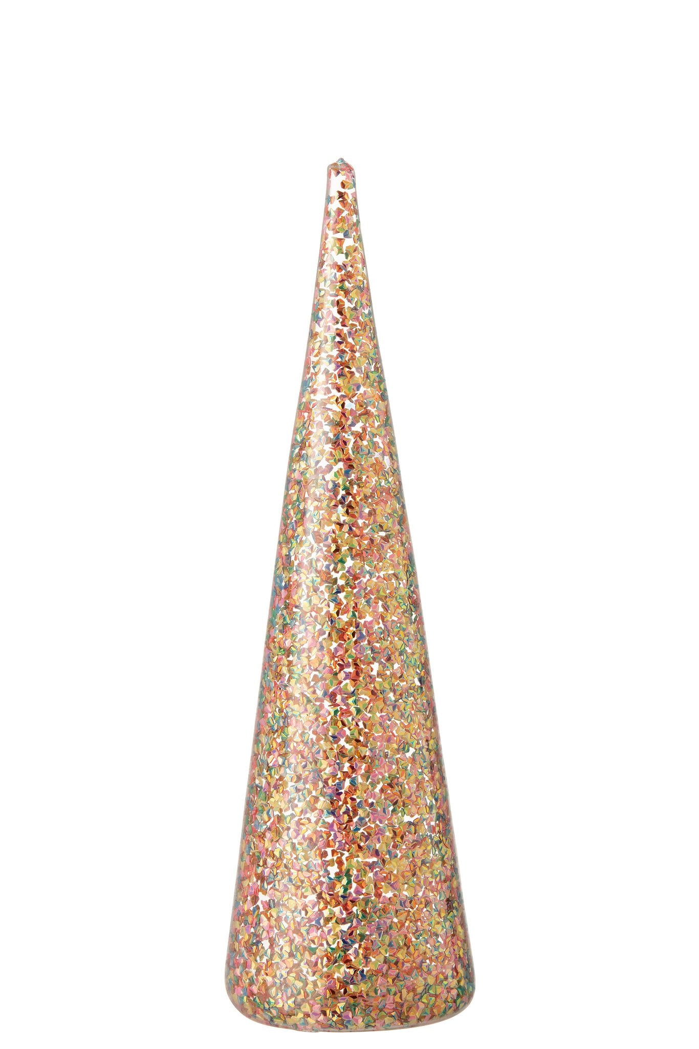 J-Line  decoratie Kegel Confetti - glas - mix