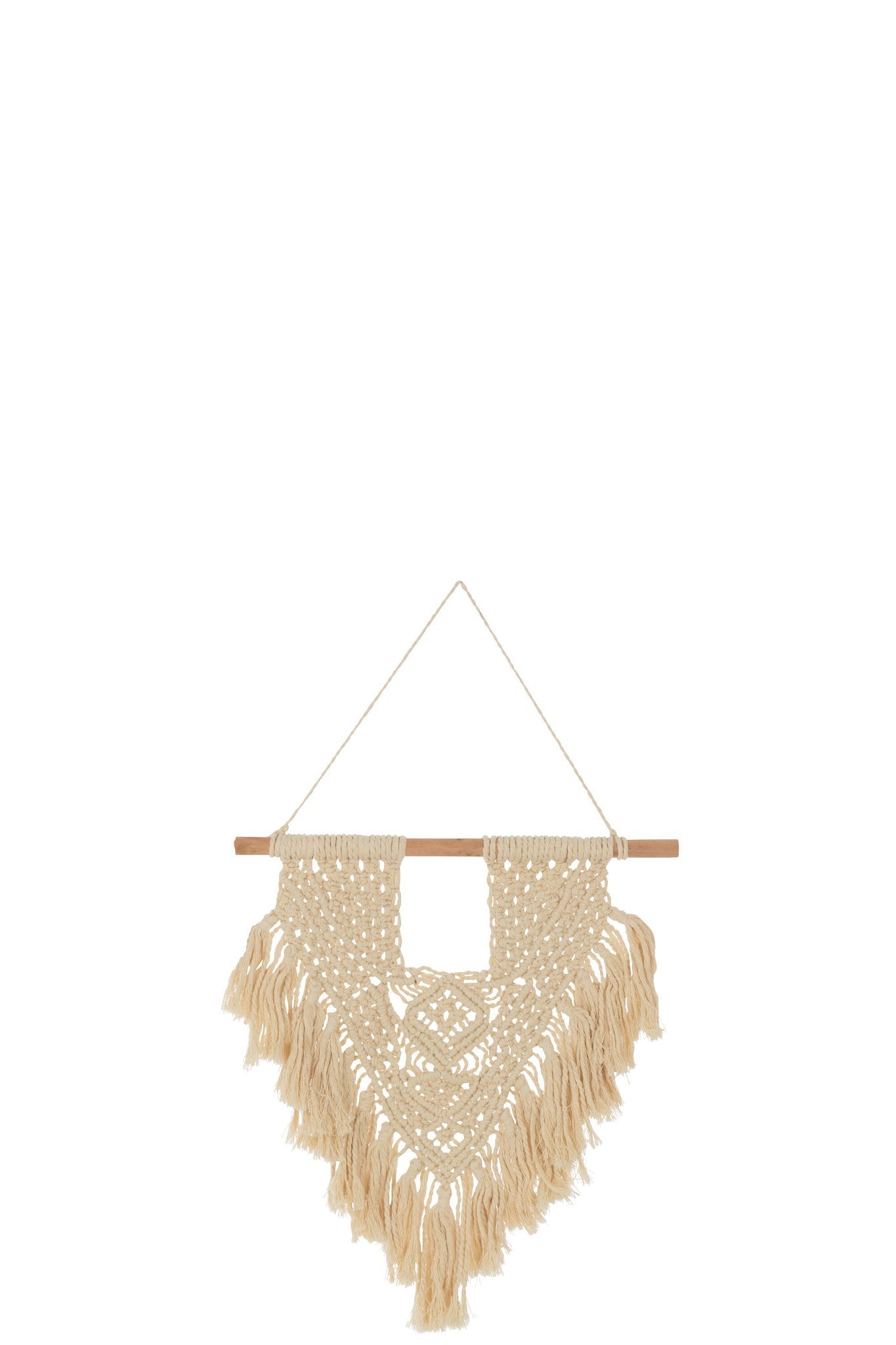 J-Line wanddecoratie Macrame - katoen - ecru - small