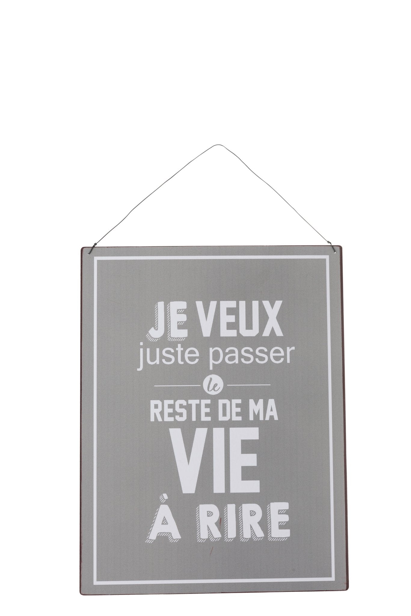 J-Line plakkaat Life/Vie Engels/Frans - metaal - grijs/wit