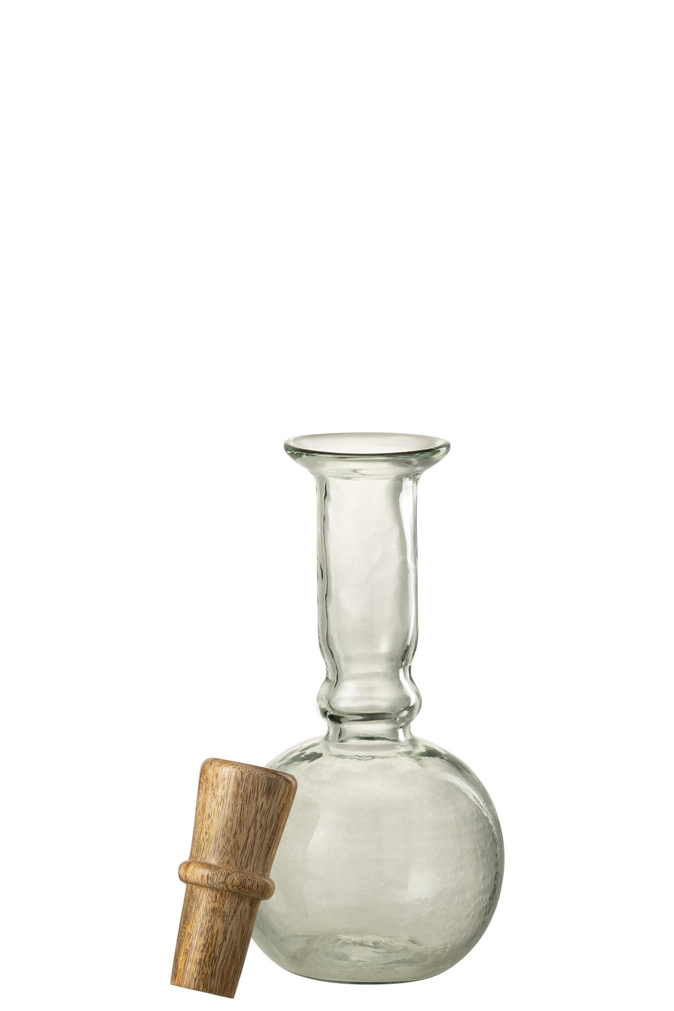 J-Line Rond Lang fles en kurk - glas & hout - transparant - woonaccessoires