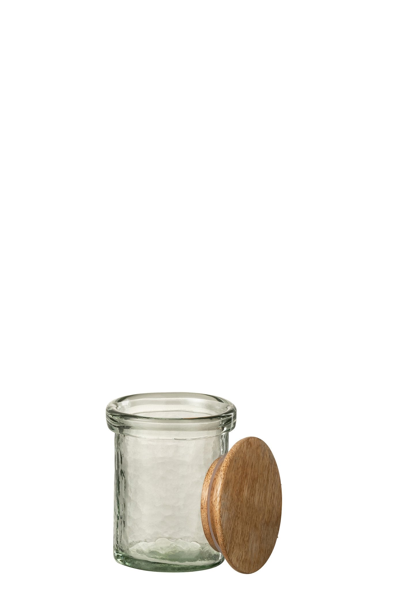 J-Line pot met deksel - glas/hout - transparant