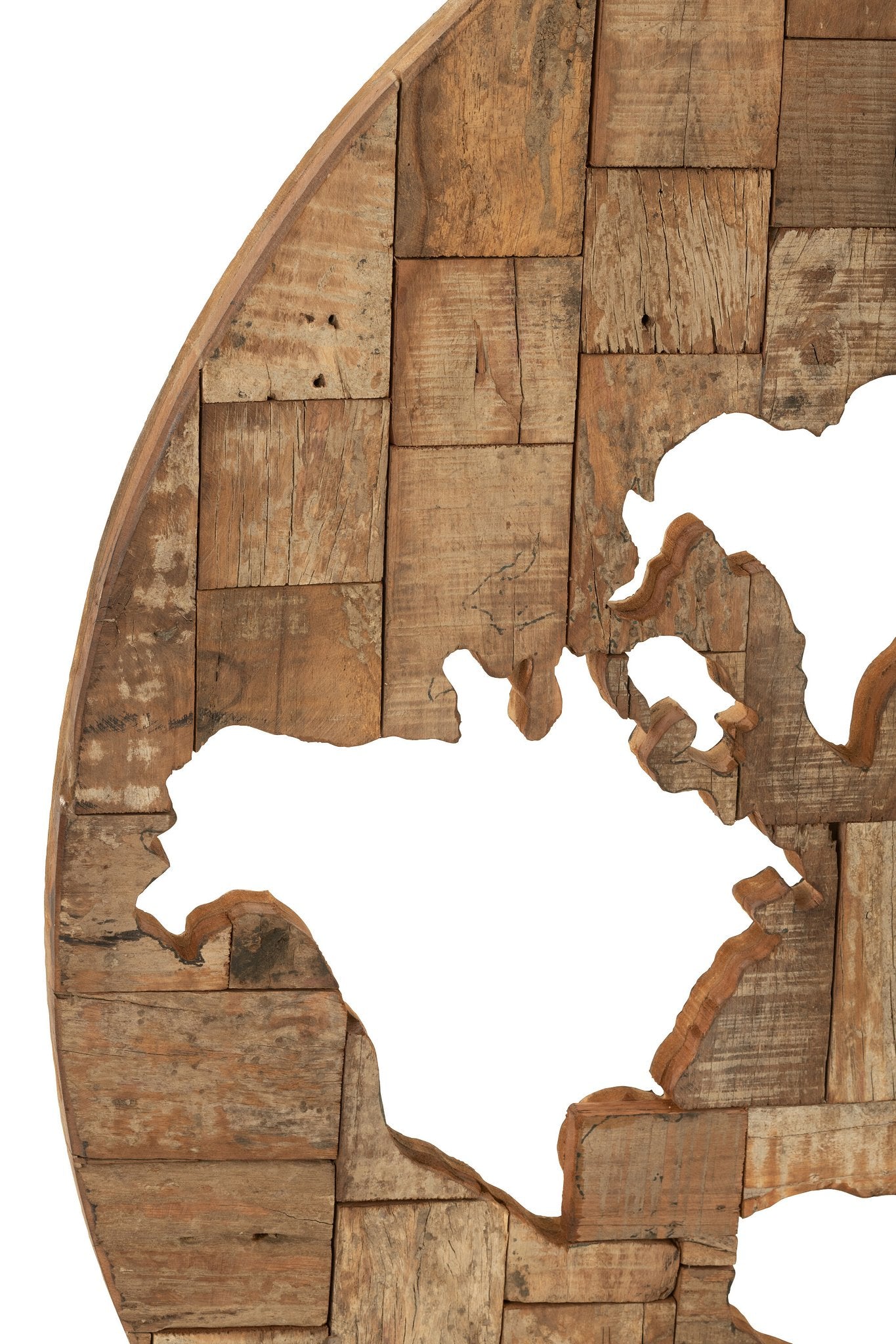 J-Line wanddecoratie Wereldkaart - hout - bruin