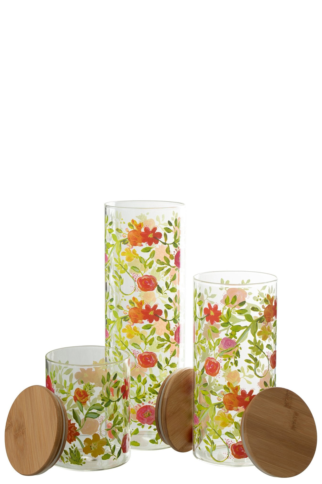 J-Line voorraadpot Bloemen - glas - mix - large