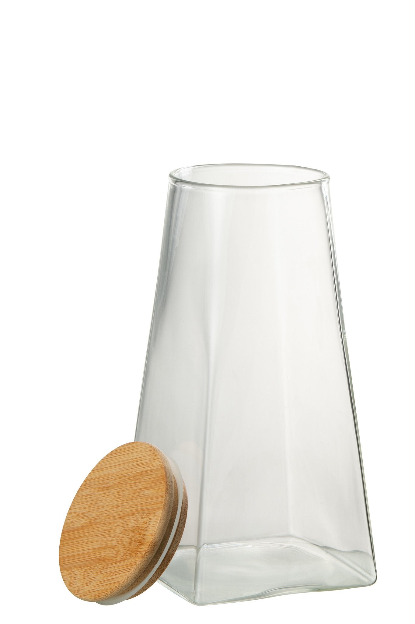 J-Line Pot In Glas Mona Glas/Bamboo Transparant/Naturel