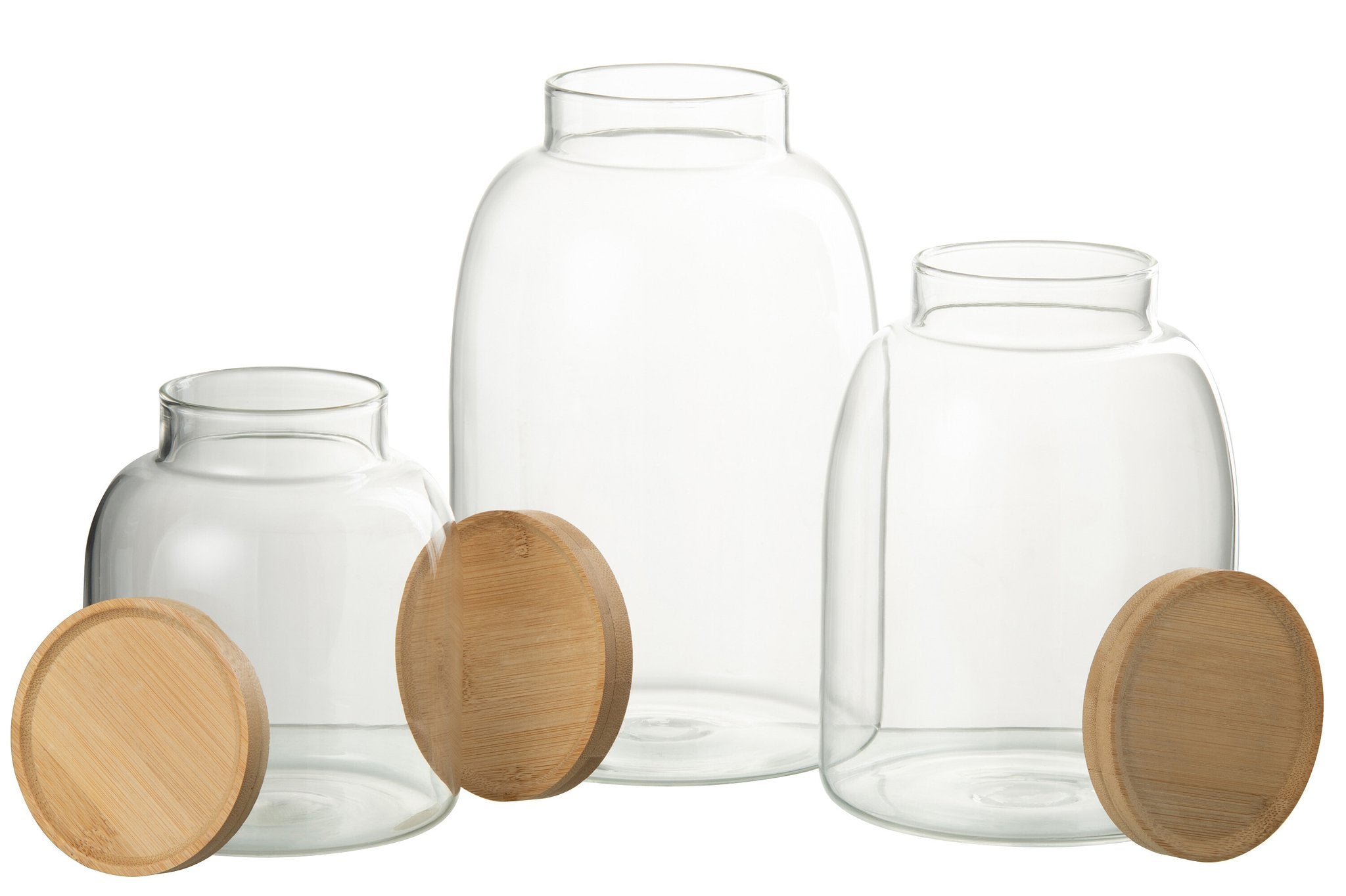 J-Line Pot In Glas Tom Glas/Bamboo Transparant/Naturel Large
