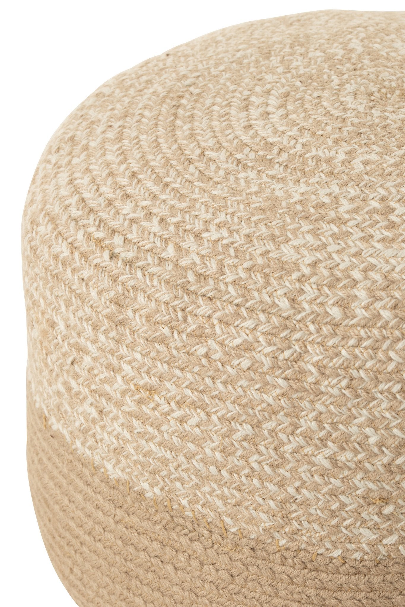 J-Line Poef Miami Streep Outdoor Polyester Naturel/Wit